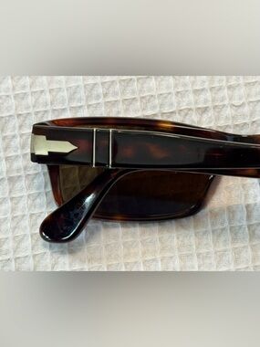 Persol Tortoiseshell Rectangular Sunglasses with Silver hand made in Italy